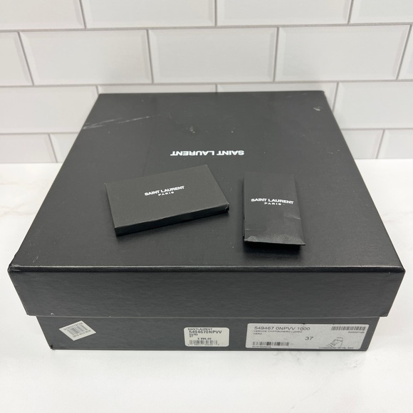 YSL Yves Saint Laurent Black Leather Cassandra Logo Sandals Sandal High Heels - Picture 9 of 9